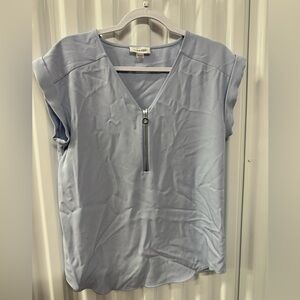 Calvin Klein Women's Soft Blue V-Neck Blouse